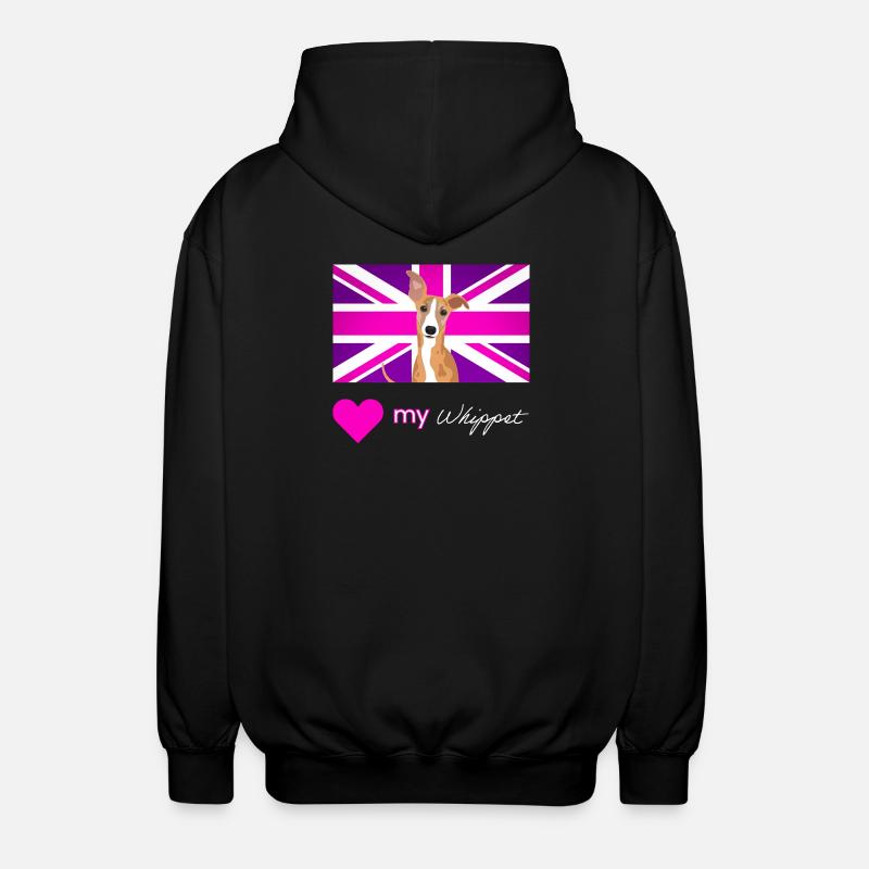 PURPLEWHIPPET (White text, Vibrant) - Unisex Hooded Jacket - black