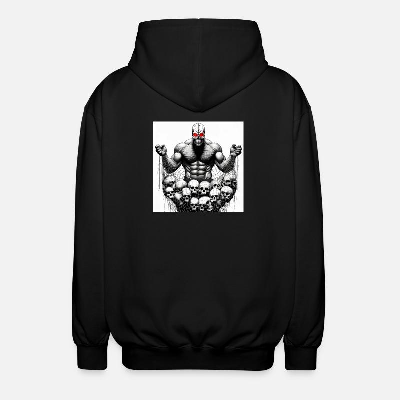 Muscular Net Skulls - Unisex Hooded Jacket - black