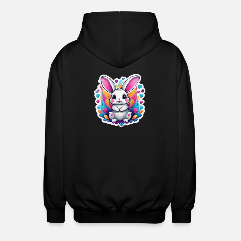 Lapin arc ciel adorable - Veste à capuche unisexe - noir