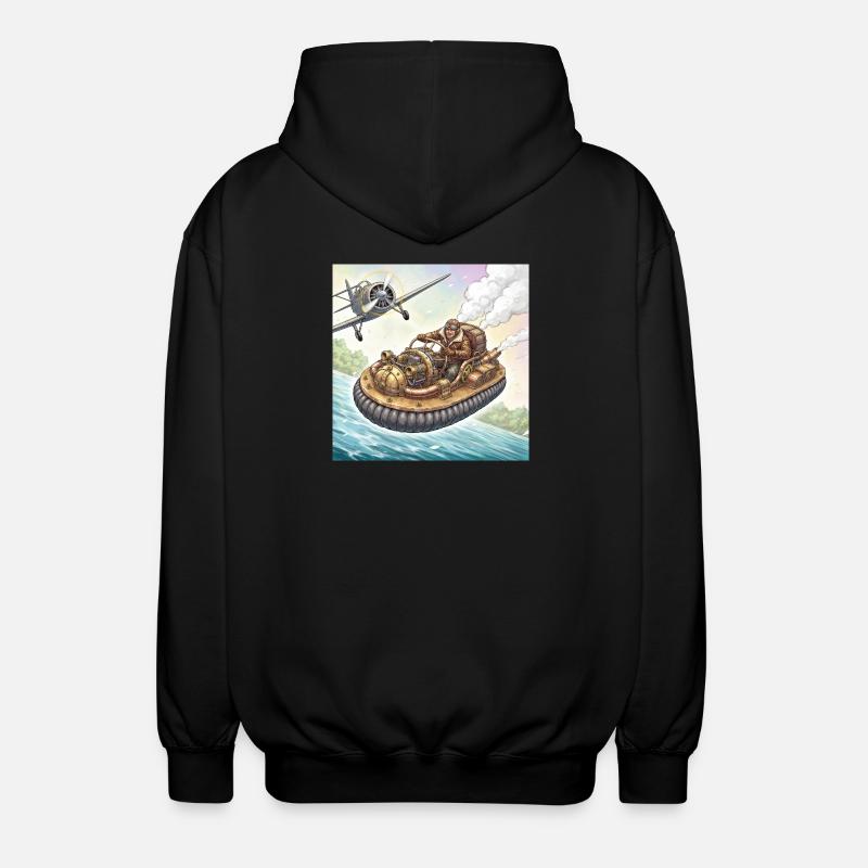 Steampunk-Luftboot-Flussjagd - Unisex Kapuzenjacke - Schwarz
