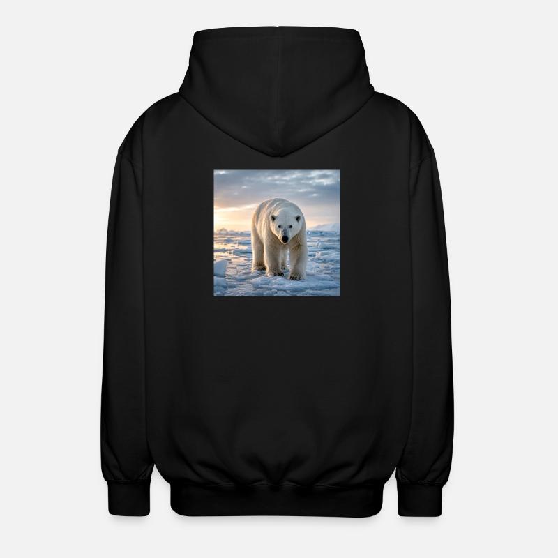 Arktischer Eisbär auf Eis - Unisex Kapuzenjacke - Schwarz
