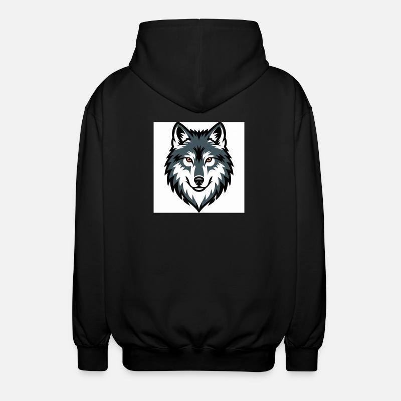 Wolf Graphic Emblem - Unisex Hooded Jacket - black
