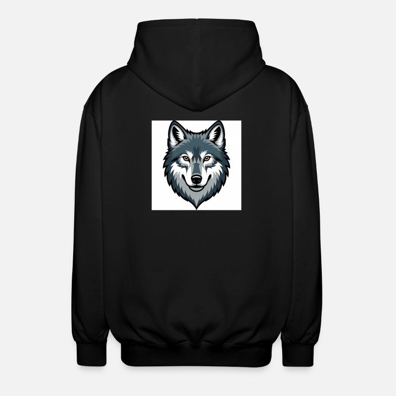 Wolf Head – stylized illustration - Unisex Hooded Jacket - black