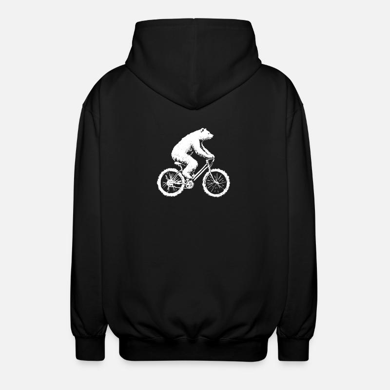 Bicycle Bear Wheel Rider - Unisex Hooded Jacket - black
