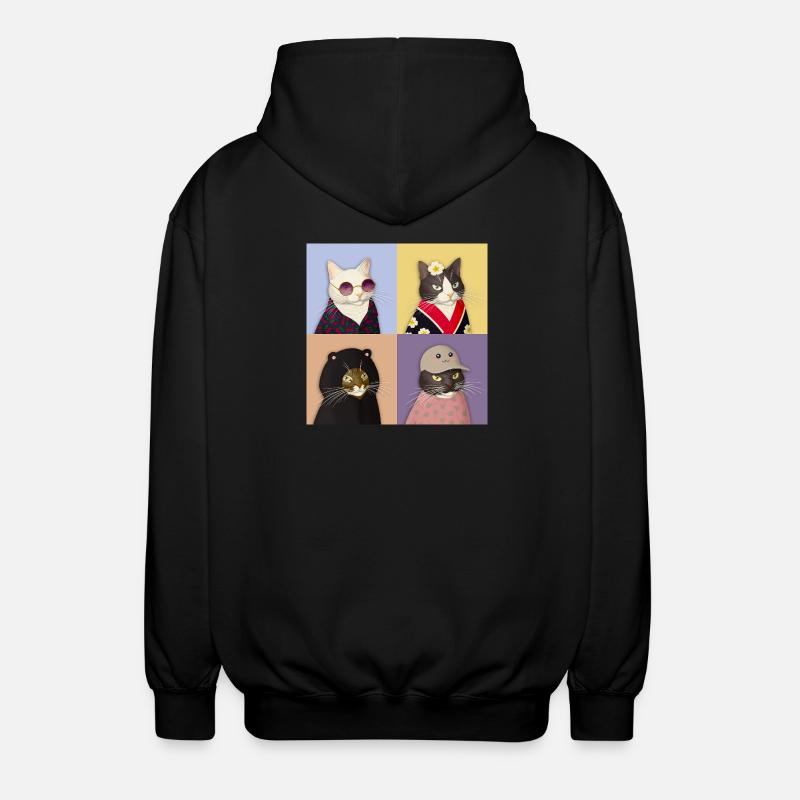 Cat Couture Quartet - Unisex Hooded Jacket - black