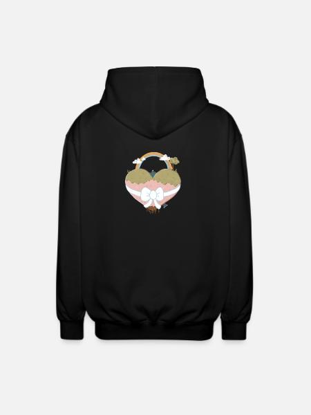Heart Landscape with Rainbow - Unisex Hooded Jacket - black