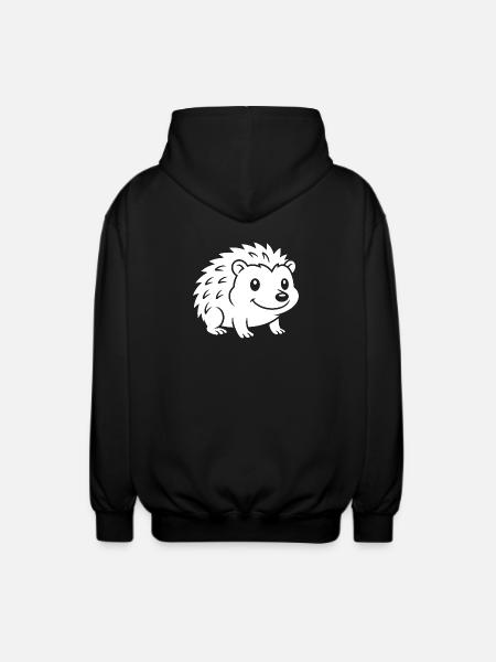 Igel Silhouette Herbst Tiermotiv - Unisex Kapuzenjacke - Schwarz