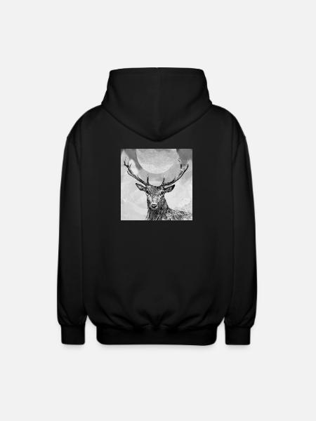 Deer - Unisex Hooded Jacket - black