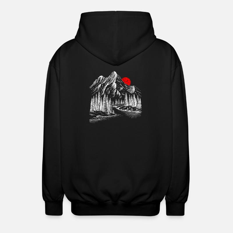 Soleil cramoisi sur les sommets enneigés - Veste à capuche unisexe - noir