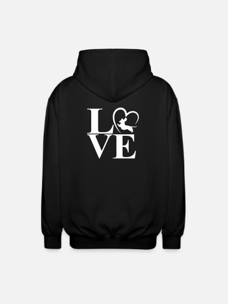 Dachshund Dackel Love Heart - Unisex Hooded Jacket - black
