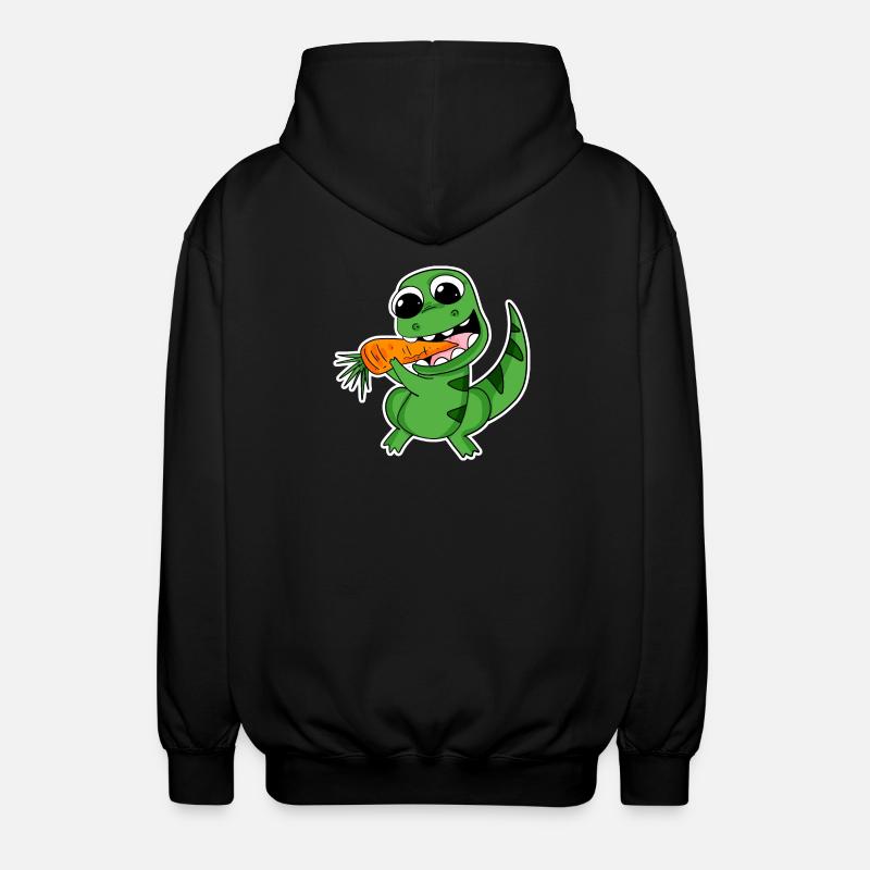 Dino eats carrot - Unisex Hooded Jacket - black
