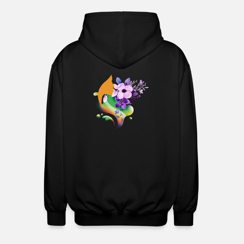 Blumenregenbogen-Silhouette - Unisex Kapuzenjacke - Schwarz