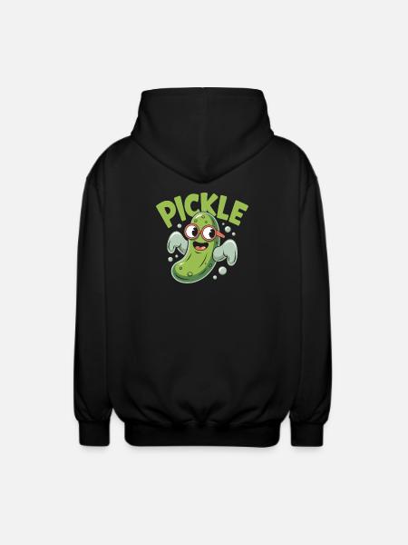 Funny Pickle Cartoon Character - Unisex Hooded Jacket - black