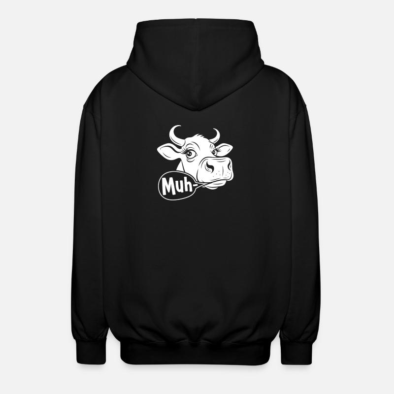 Moo vache dessin animé dire - Veste à capuche unisexe - noir