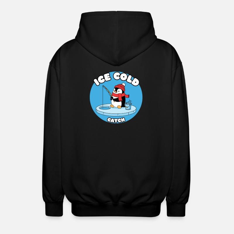 Eisfrost Pinguin fängt Eisfisch - Unisex Hooded Jacket - black