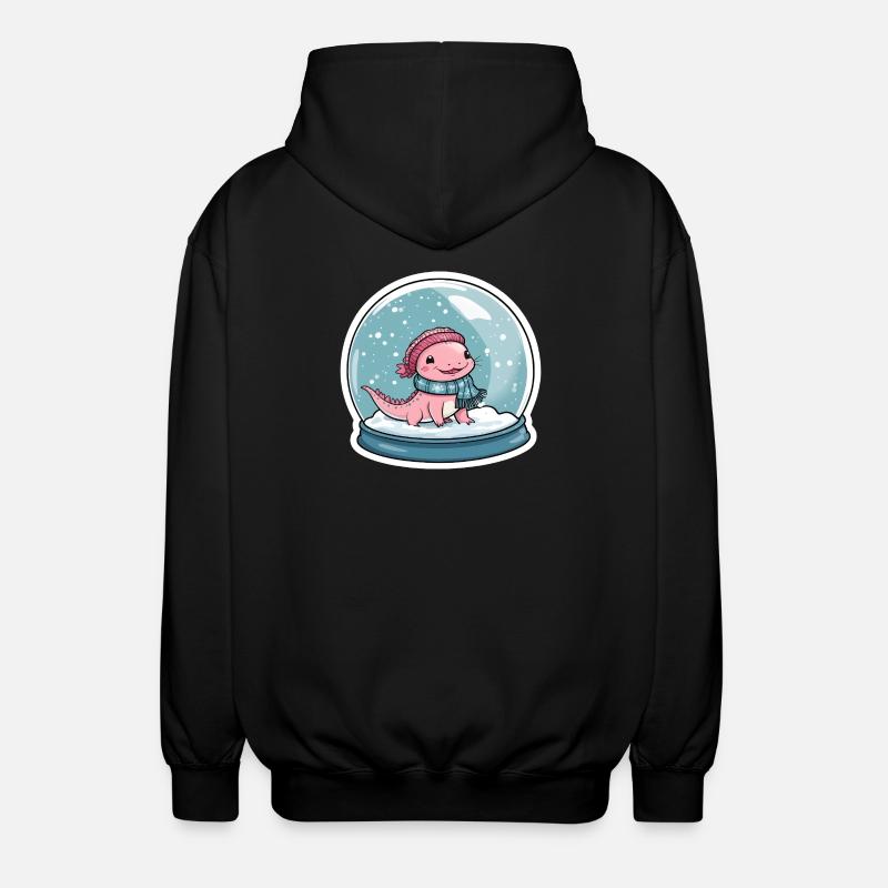 Axolotl in the snow globe - Unisex Hooded Jacket - black