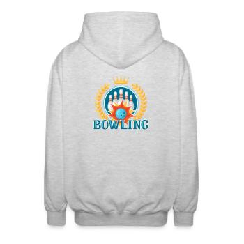 Royal Crown Bowling - Unisex Kapuzenjacke - Hellgrau meliert - Hinten - AI Model Male 185 light (185cm)