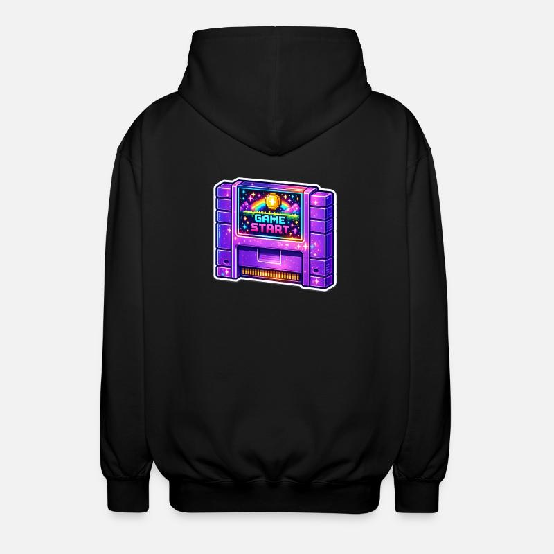 Retro Arcade Start Neon - Unisex Hooded Jacket - black