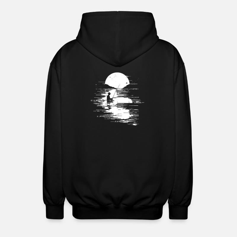 Fischen Grafik - Unisex Kapuzenjacke - Schwarz