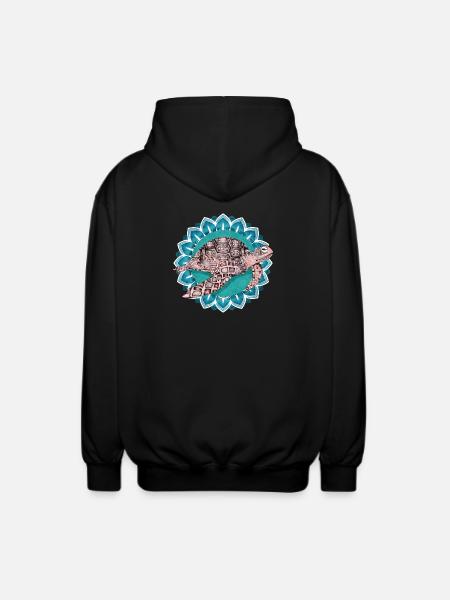 fascinating mandala with sea turtle - Unisex Hooded Jacket - black