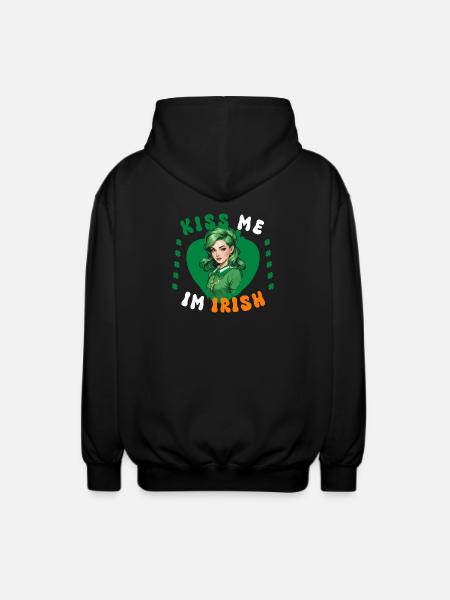 Küss mich, ich bin Irin - Unisex Kapuzenjacke - Schwarz