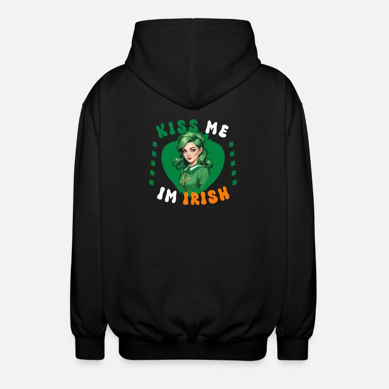 Küss mich, ich bin Irin - Unisex Kapuzenjacke - Schwarz