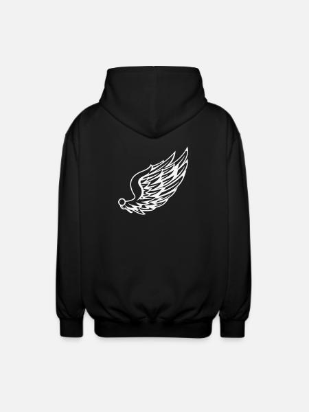 Wings with dynamic feather drawing - Unisex Hooded Jacket - black