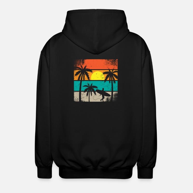 Sunset Surf Palm  - Unisex Hooded Jacket - black