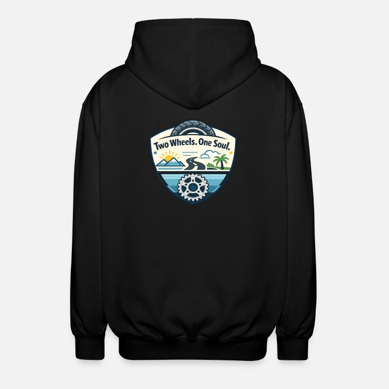 Zwei Räder, Eine Seele - Unisex Kapuzenjacke - Schwarz