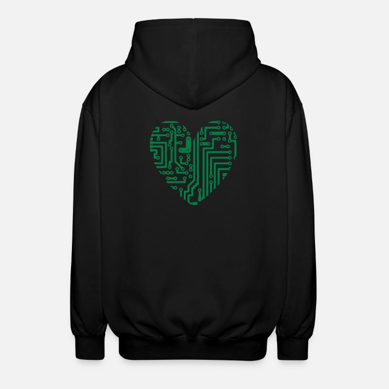 Computer Heart - Unisex Hooded Jacket - black