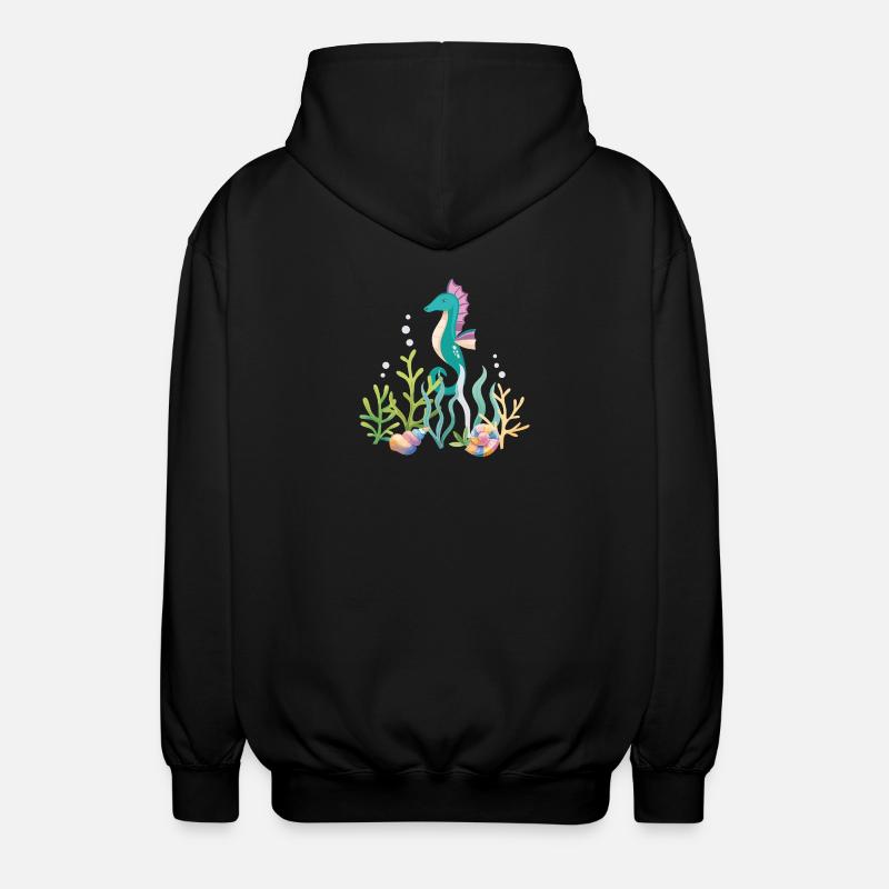 Aquarium marin Seahorse Design - Veste à capuche unisexe - noir