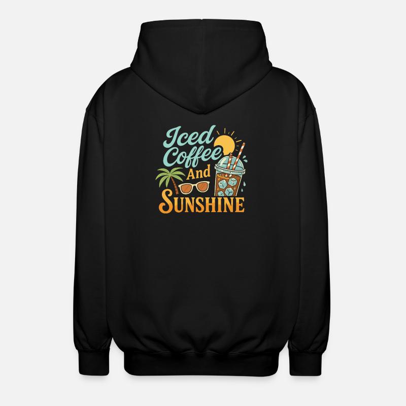 Eiskaffee und Sonnenschein - Unisex Kapuzenjacke - Schwarz