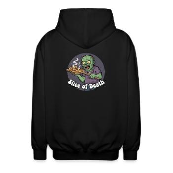 Zombie Pizza Scheibe - Unisex Kapuzenjacke - Schwarz - Hinten - AI Model Male 185 light (185cm)