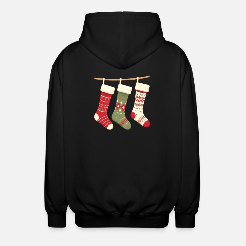 Drei Strümpfe Weihnachtsmuster - Unisex Kapuzenjacke - Schwarz