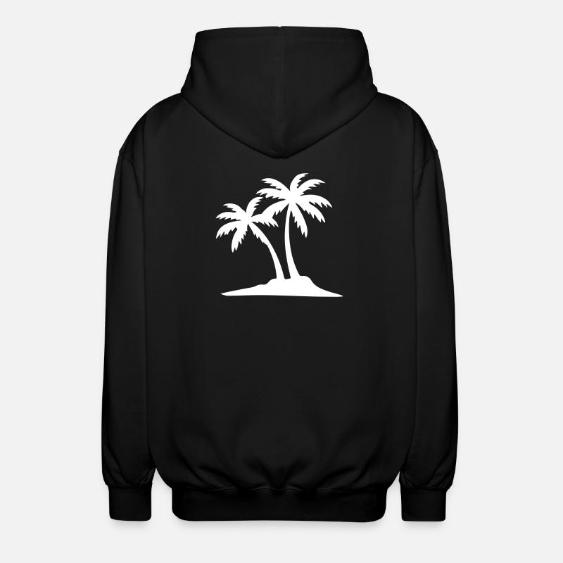 Island Palm Tree Icon - Unisex Hooded Jacket - black