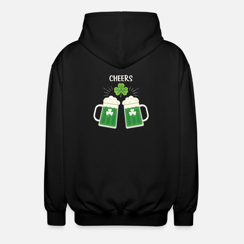 Bier und Klee zur Feier - Unisex Kapuzenjacke - Schwarz