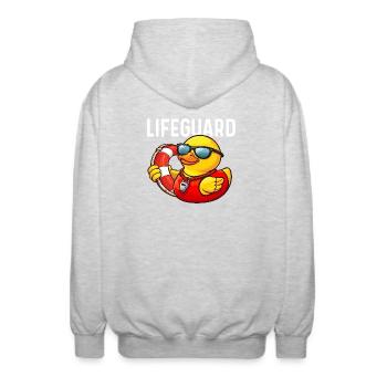 Lifeguard Rubber Duck Duck Lover Duckie - Unisex Hooded Jacket - light heather grey - Back - AI Model Male 185 light (185cm)