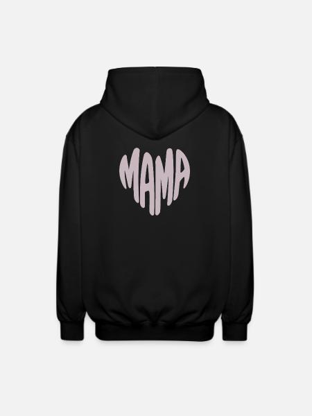 Mom Heart Typography - Unisex Hooded Jacket - black