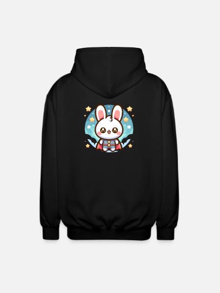 Heroes Bunny Superhero Rabbit - Unisex Hooded Jacket - black