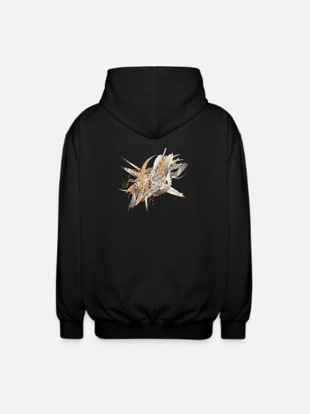 kunstnerisk filigran motiv lavet af bånd og fjer - Unisex hættejakke. - sort