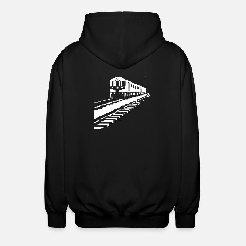 Eisenbahn Pixelkunst - Unisex Kapuzenjacke - Schwarz