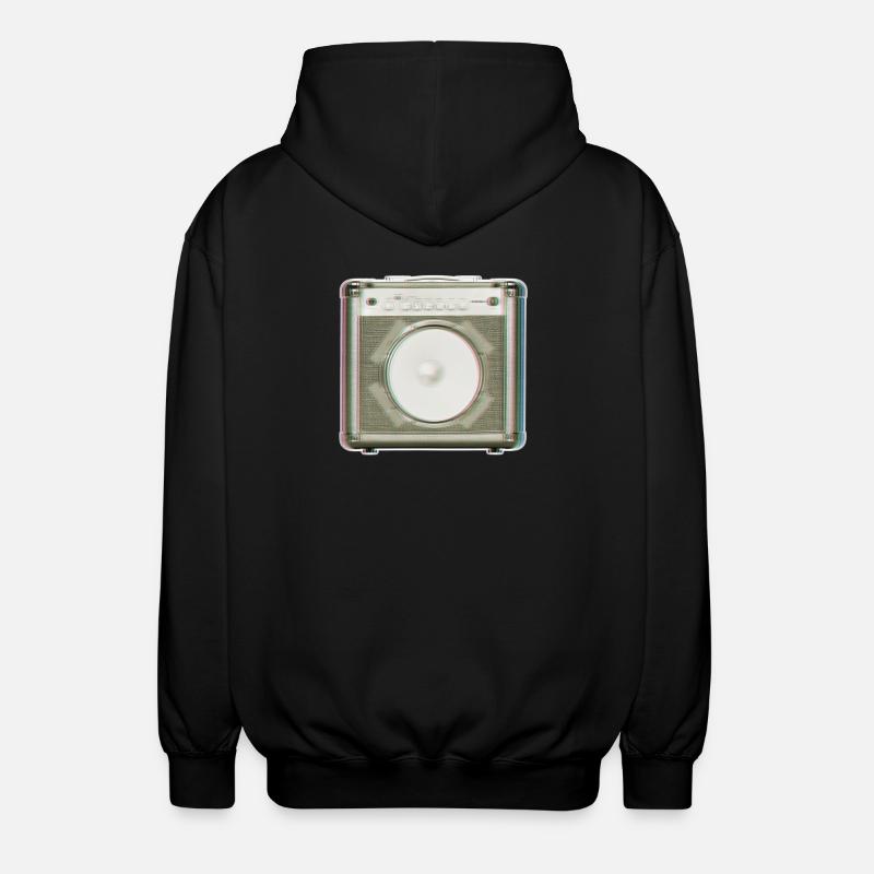 Glitch Retro Speaker Neon - Unisex Hooded Jacket - black
