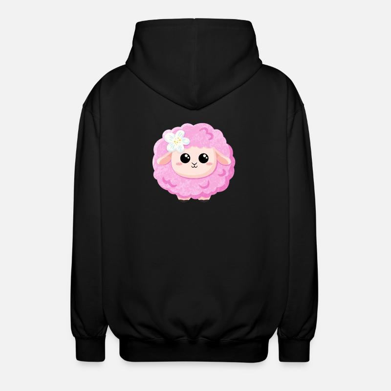 Süßes rosa Schaf - Unisex Kapuzenjacke - Schwarz