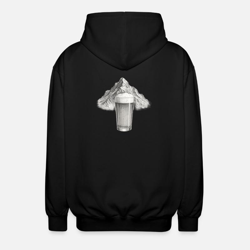 Bergblick mit Bierglas - Unisex Kapuzenjacke - Schwarz
