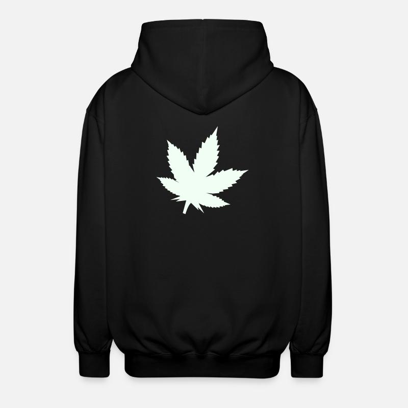 Cannabis Leaf Silhouette Mint - Unisex Hooded Jacket - black