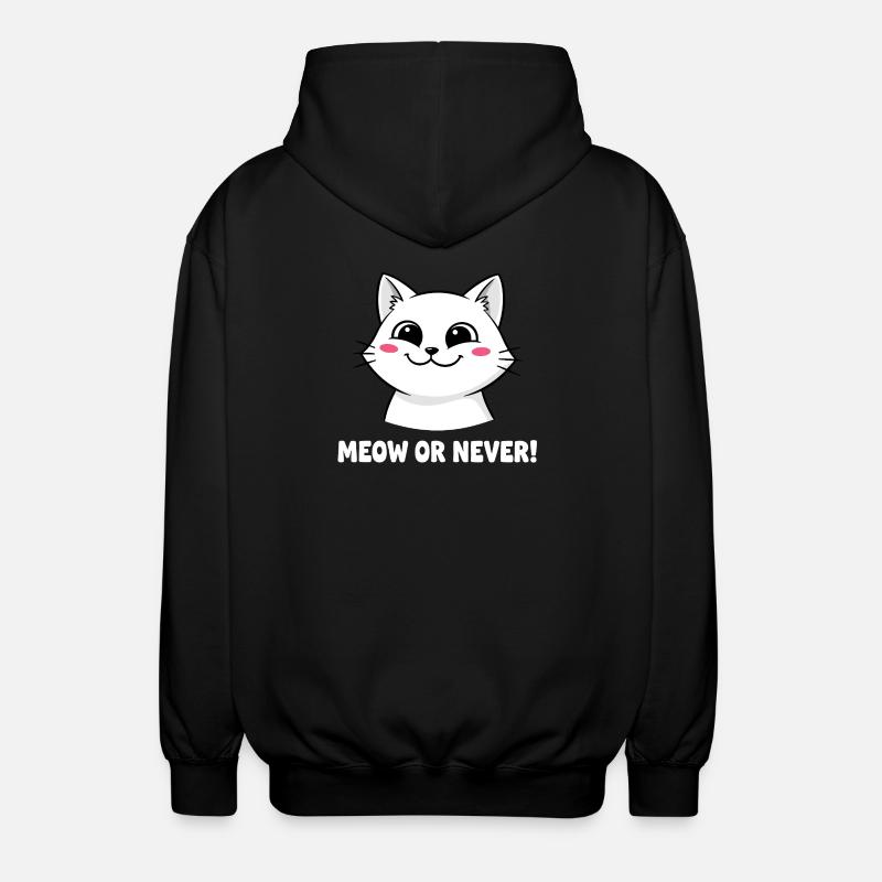 Meow or Never Katze - Unisex Kapuzenjacke - Schwarz