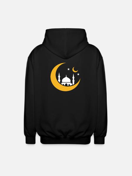Islam Crescent Moon Mosque Silhouette - Unisex Hooded Jacket - black