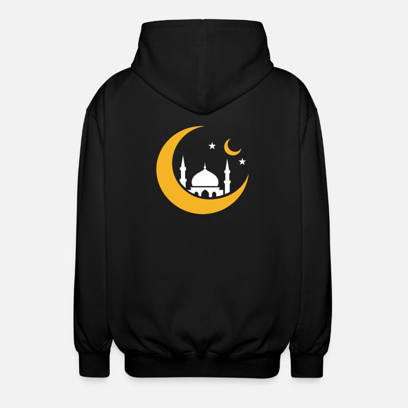 Islam Crescent Moon Mosque Silhouette - Unisex Hooded Jacket - black