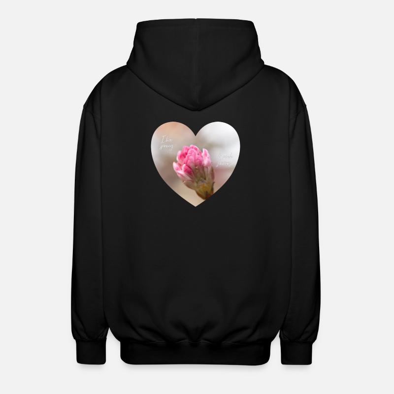 Frühlingsliebe ein pinkes Blütenherz - Unisex Kapuzenjacke - Schwarz