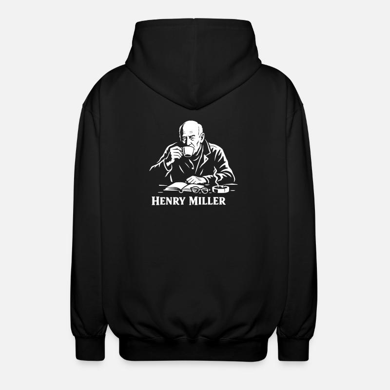 Henry Miller Café Reader - Unisex Hooded Jacket - black
